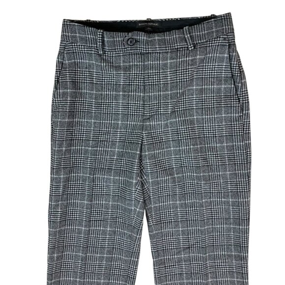 Banana Republic Gray Plaid Wool Blend Slim Fit Dress Pants 4L Classic Work NWT - Picture 2 of 7
